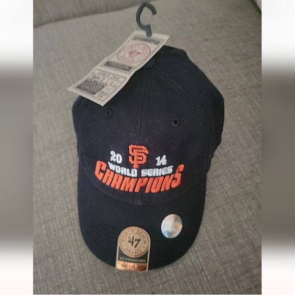 SF GIANTS 2014 WORLD SERIES CHAMPION BASEBALL HAT Medium 47 brand Bumgarner Cain - Picture 1 of 5